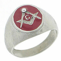Masonic Mason Silver 316 Stainless Steel Red Ring Size 8,9,10,11,12,13,14,15 - £63.95 GBP