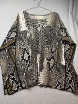 Michael Michael KORS Kimono Sleeve V Neck Blouse Womens Size Plus 1X Snake Print - £31.51 GBP