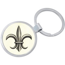 Grey Fleur De Lis Keychain - Includes 1.25 Inch Loop for Keys or Backpack - £8.46 GBP