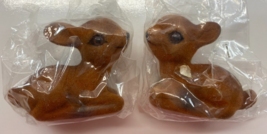 Lot of 2 Vintage LEPO Miniature Flocked Doe Deer Felt Finish NEW IN PLASTIC - $24.74