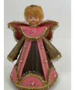 Vintage Felt Paper Christmas Angel Centerpiece  Gold Sequin Pink Handmad... - $47.91 CAD