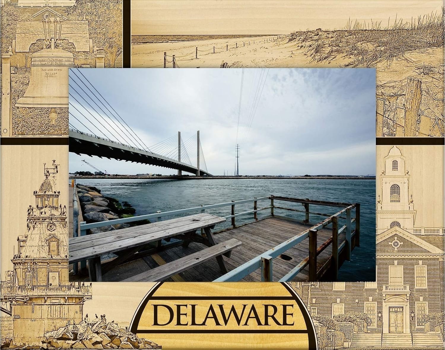 Delaware Laser Engraved Wood Picture Frame Landscape (4 x 6) - $29.99