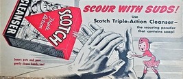 SCOTCH CLEANSER SOAP - 1946 Vintage Print Ad - Triple Action - Pots Pans... - $22.05 CAD