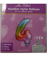1 Pcs 14&quot; Gradient Number 4 Foil Balloon Four Decoration Happy Birthday ... - $13.81 CAD