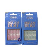 2 X KISS Gel Fantasy Dream Dust Nails Glisten It Up Glitter Pink Blue 28... - £8.24 GBP