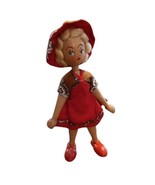 Wooden Doll Blonde Hair Red Dress Dollhouse Collectible Pretend Play Toy... - $13.98