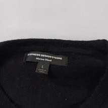 Express Design Studio Men's Pullover Sweater Black/Gray Crew Neck Merino Wool L image 3