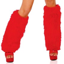 Red Furry Leg Warmers Boot Covers Faux Fur Fuzzy Costume Dance Rave C121 - $36.62