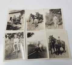 1940s Farm Photos Peoria Illinois Horses Bike Wagon Suits Barn Set of 6 - $14.20