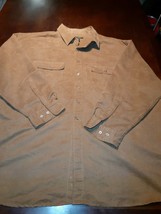George Foreman Men’s Shirt 4X Big Solid Brown Button Long Sleeves Front Pockets - $9.89