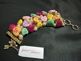 New Betsey Johnson Think Pink Sweetheart Bracelet Valentine Conversation Heart - $79.19