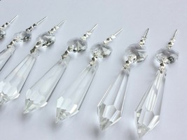 15Pcs Clear Crystal Teardrop Chandelier Prisms Part Wedding Party Hanging Decor - £9.32 GBP