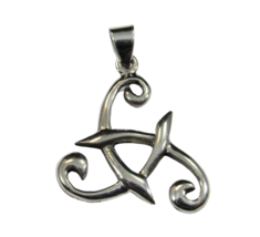 Solid 925 Sterling Silver Viking Odin&#39;s Horn Celtic Trinity Triangle Pendant - £16.44 GBP