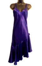 Victorias Secret Chemise Slip DRESS size S Purple Satin Asymmetrical Flo... - $59.35
