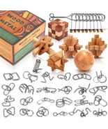 Brain Teaser Wooden Metal Puzzles - Stocking Stuffers Brain Teaser Disen... - £37.91 GBP