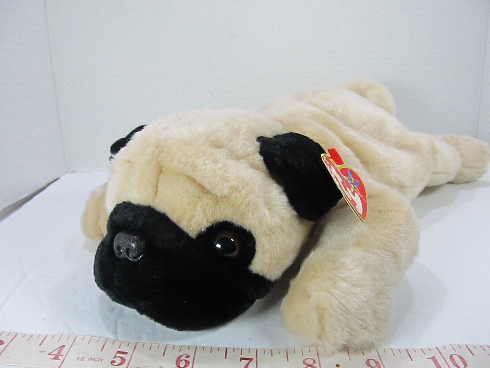 Vintage 1996 Ty Beanie Buddy Pugsly The Pug Dog Stuffed Animal Plush Toy 13" - £11.21 GBP