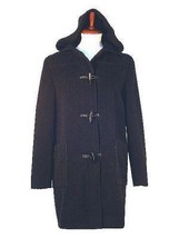 Hooded coat, Alpaca wool, black outerwear - $395.00