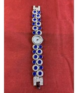 Suzanne Somers Crystal Watch Blue And Silver Crystals B6450 Bling - £35.37 GBP