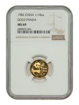 China: 1982 1/10oz Gold Panda NGC MS69 - Other - $611.10