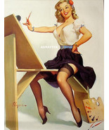 GIL ELVGREN PIN-UP POSTER ARTIST PAINTING SMOKIN&#39; HOT LEGS! IN STOCKINGS... - £7.90 GBP