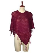 Burgundy weaved wrap,poncho style, Babyalpaca wool  - $145.00