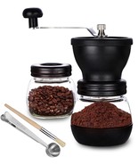 Manual coffee bean grinder, 2 glass jars (11oz each) with stainless stee... - $304.81 MXN