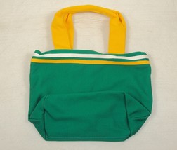 Canvas Mini Tote For Girls 100% Cotton, Kelly Green w/Gold &amp; White Accent ~ G802 - £10.02 GBP