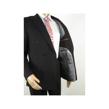Men Pacelli Double Breasted Suit Classic Peak Lapel Pleated pants GILBERT Black image 4
