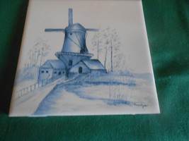 Great Hot Plate Trivet Tile-WINDMILL design...Artist Signed..Evelyn - £5.89 GBP