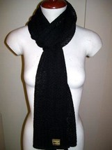 Black casual crocheted scarf, pure Babyalpaca wool - £69.76 GBP