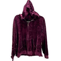 Made For Life Women&#39;s Velour Hoodie Jacket Size XL Full Zip Long Sleeve Dark Red - £14.77 GBP