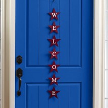 7 Red Star Welcome Sign Wall or Front Door Indoor Outdoor Patriotic Home Decor - £16.11 GBP