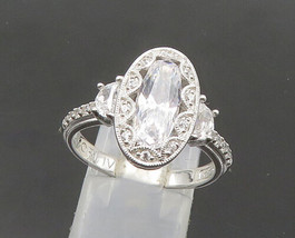 TACORI 925 Silver - Vintage Sparkling Cubic Zirconia Band Ring Sz 9 - RG20821 - £70.30 GBP