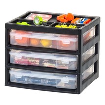 IRIS USA 3-Tier Scrapbook Storage Unit with Organizer Top for Papers, Tools, Off - £51.89 GBP