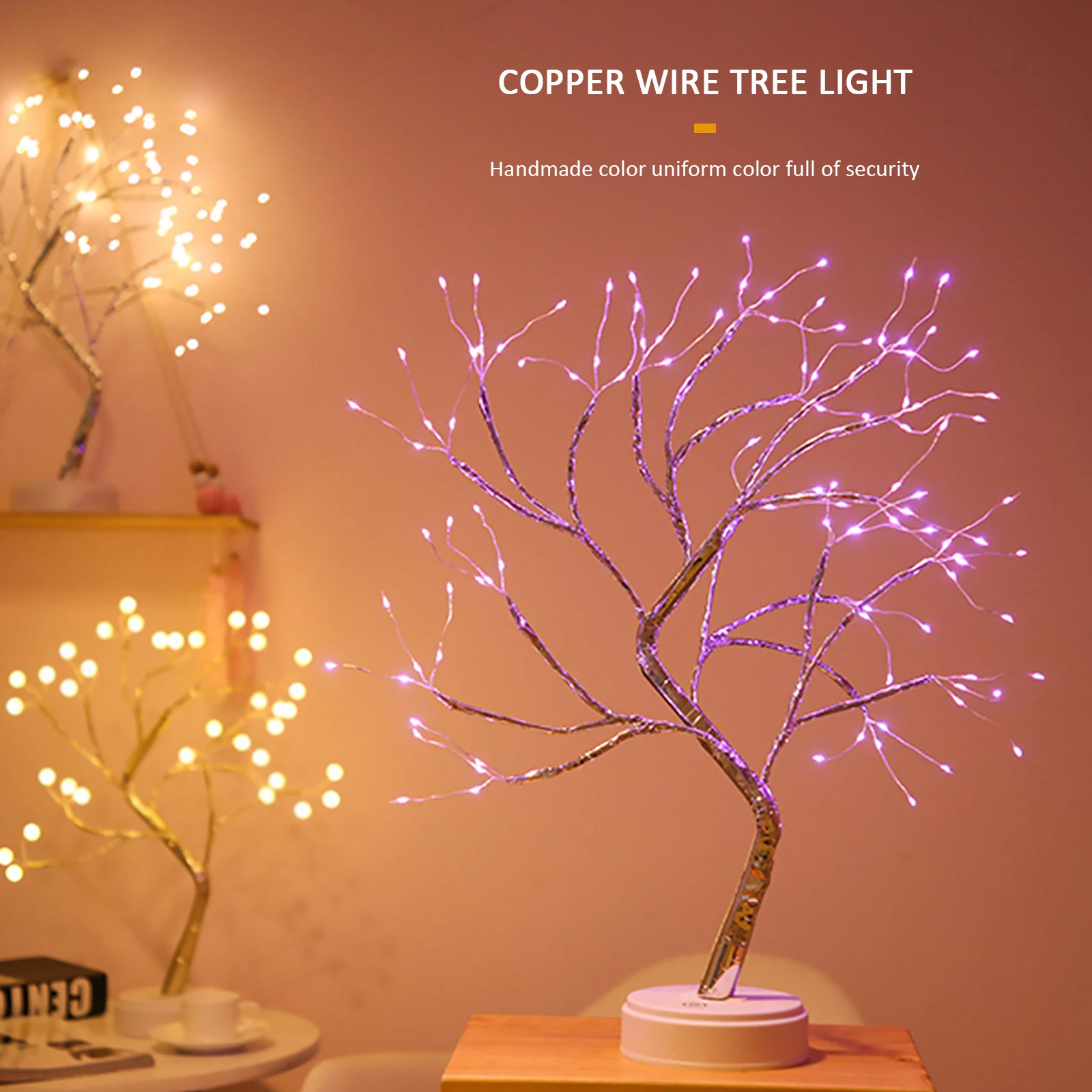 108LED Tabletop Bonsai Tree Light Touch Switch Copper Wire LED Night Lights - $21.84+