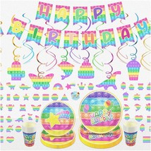 Pop Party Pack - Colorful Birthday Decorations for Girls - Includes Plates, Cups - £54.85 GBP