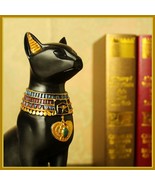 Egyptian Bastet Black Cat Goddess w/ Pierced Earring and Gold Medallian ... - £76.52 GBP