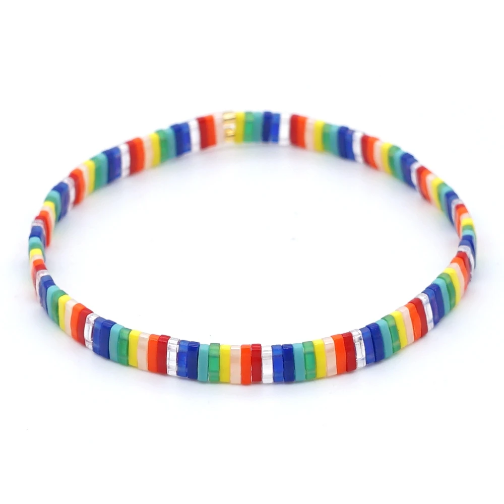Boho Bracelet For Women Tila Beads Rainbow Bracelets for Girl Gift Summer Pulser - £15.54 GBP