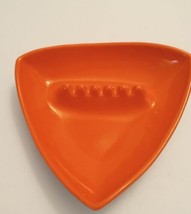 Vintage MCM 7003 USA Ceramic Orange Triangular Ashtray Faux Wood Grain... - $14.85