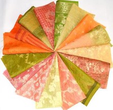 5 Inch x 16 Pieces Orange Green Recycled Vintage Sari Scraps Craft Fabric Card - £4.87 GBP+