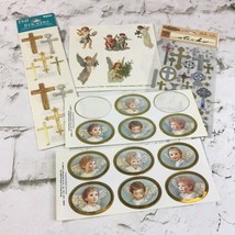 Christian Scrapbooking Stickers Lot Of 5 Sheets Crosses Angels Christmas - $9.89
