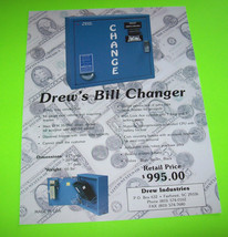 Drews Bill Changers Vending Machine Original Nos Sales Flyer Vintage - $16.20