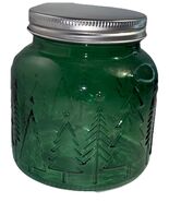 Christmas/Holiday Embossed Green Glass Jar W Lid 4.3”H x 4.3”W-Brand New... - €16,04 EUR