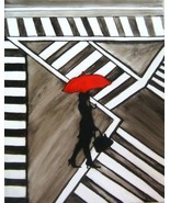 Original painting Crossroads black white red Yupo Paper unique -MUST SEE... - $199.00