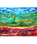 Colorful Abstract original painting red green blue unique on yupo paper ... - $199.00