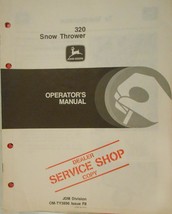 John Deere 320 Walk-Behind Snow Thrower Operator&#39;s Manual - £7.99 GBP