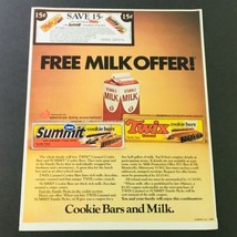 VTG Retro 1983 Twix Caramel Cookie &amp; Summit Cookie Bars FREE Milk Ad Coupon - £14.87 GBP