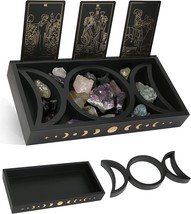 Crystal Display Moon Tray Tarot Card Holder Stand, Wiccan Decor &amp; Witchy - £29.31 GBP