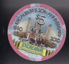Excalibur 20th Anniversary 1990-2010 Las Vegas $5 Ltd Edition Chip - $10.95