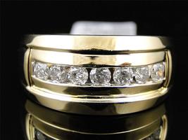 Mens 14K Yellow Gold Fn Sim Diamond Wedding Engagement Band Ring 1.0 Ct - £74.96 GBP